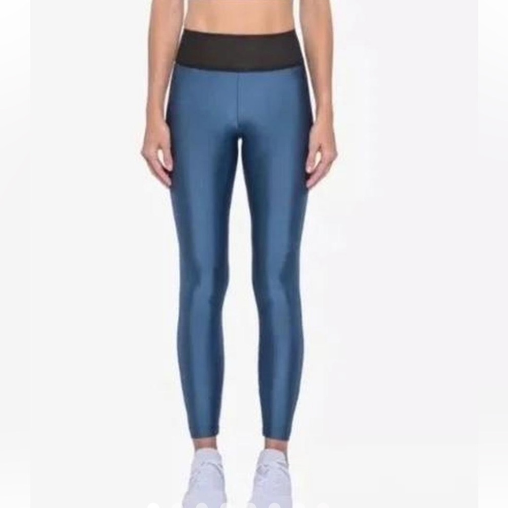 Koral Shiny Blue & Black Mesh Leggings